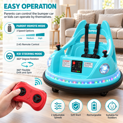 Bumpzy™ 360° Electric Ride-On Bumper Car